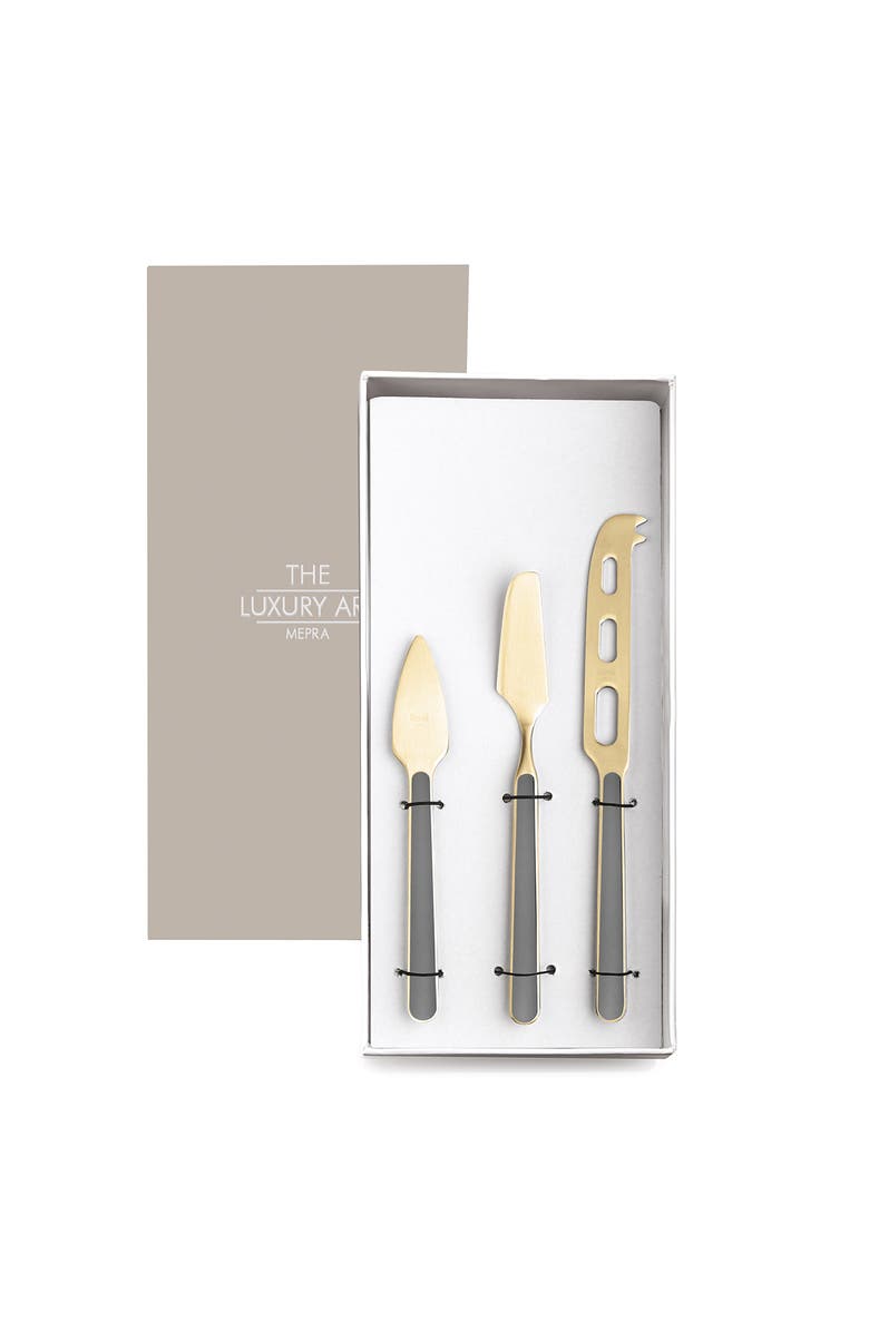 Mepra Fantasia Ice Gold Cheese Knives - 3 Pieces, Main, color, Vicuna