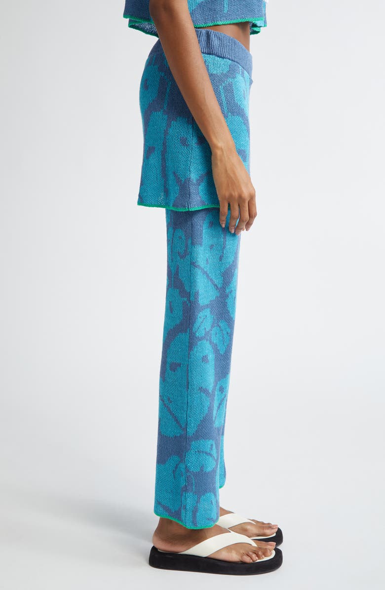 YanYan Monstera Jacquard Baggy Linen Skirt Pants, Alternate, color, 