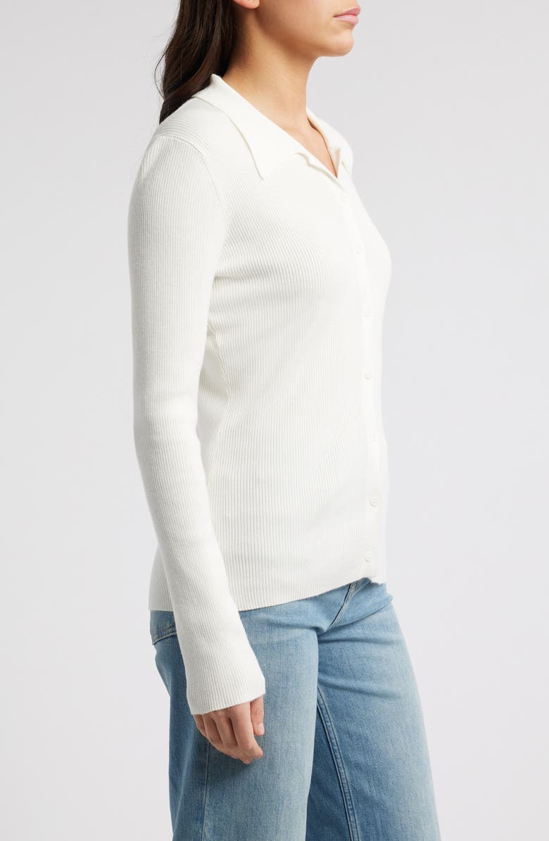 French Connection Nadina Rib Button-Up Shirt, Alternate, color, 10-Summer White