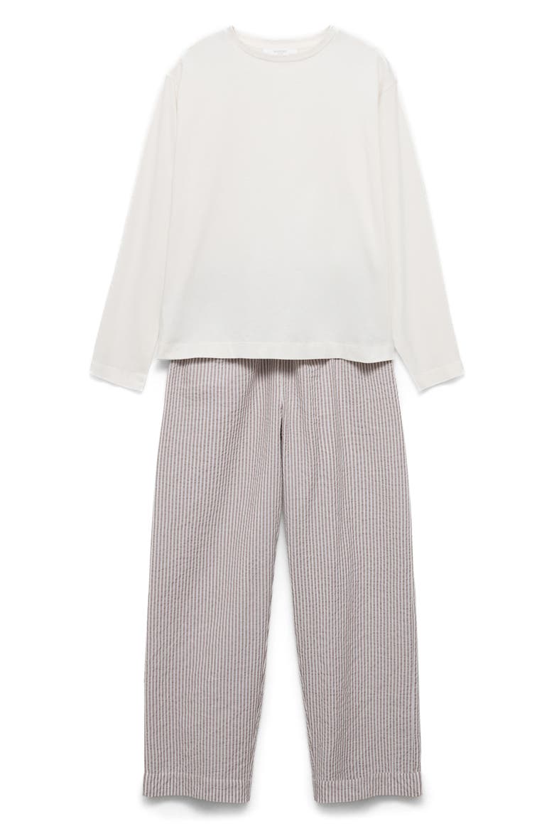 Cotton Seersucker Pajamas, Alternate, color, MEDIUM BROWN