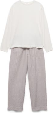 MANGO Cotton Seersucker Pajamas
