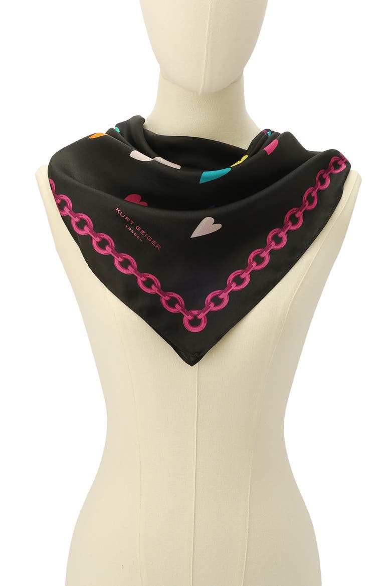 Rainbow Hearts Large Square Silk Scarf, Alternate, color, CLASSIC RAINBOW
