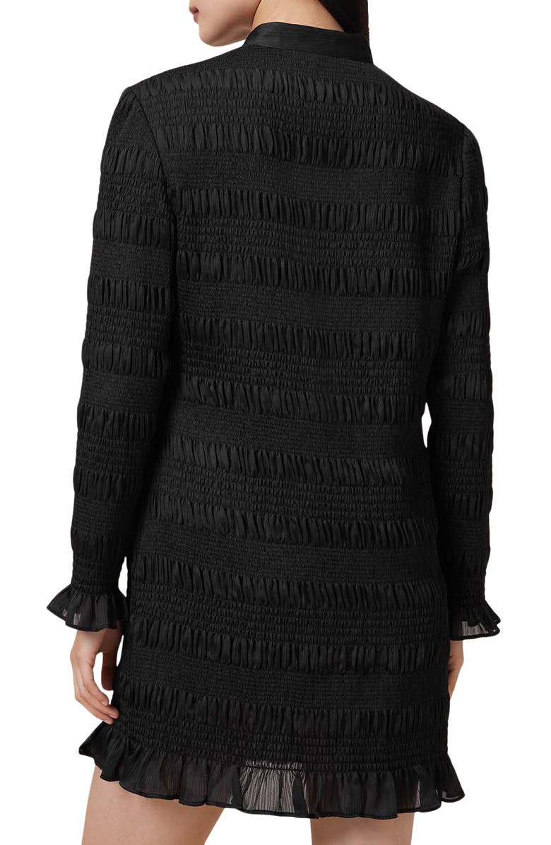 AllSaints Meg Long Sleeve Ruffle Minidress, Alternate, color, Black