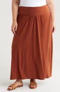 24seven Comfort Apparel Foldover Maxi Skirt