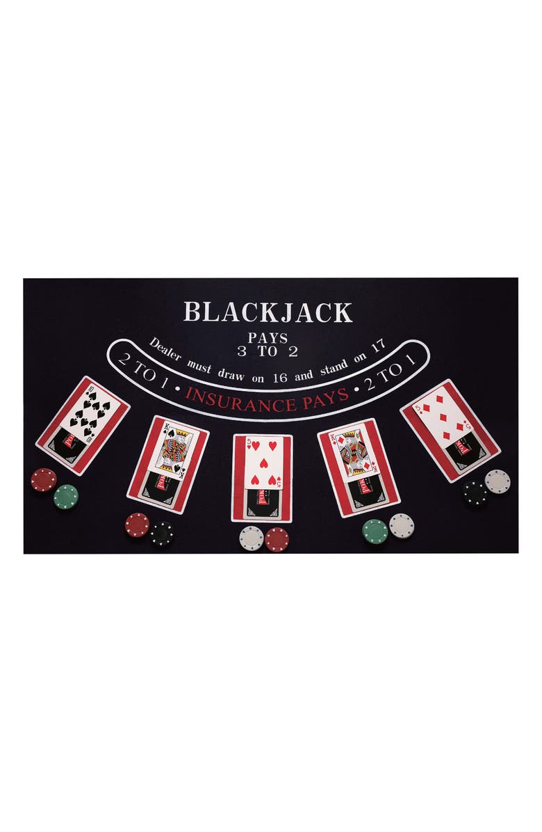 BROOKSTONE 2-in-1 Blackjack & Texas Hold 'Em Table, Alternate, color, Black