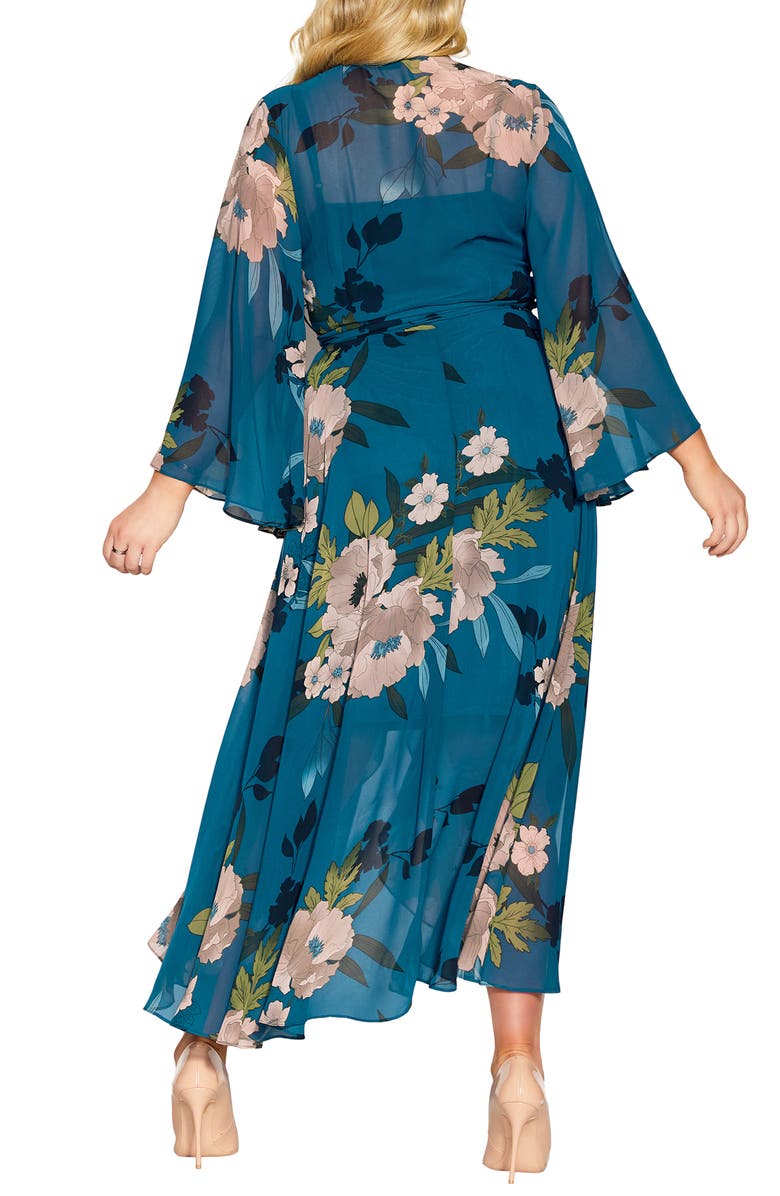 City Chic Eleanor Floral Long Sleeve Maxi Wrap Dress, Alternate, color,