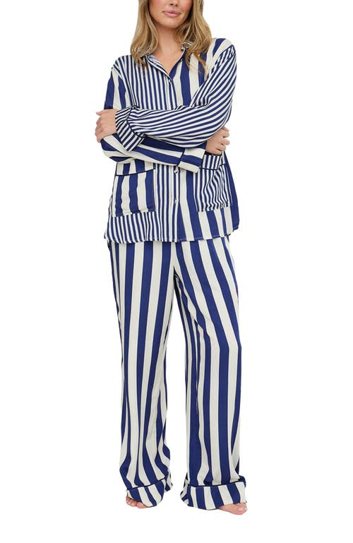 Lily And Lionel London Evie Long Sleeve Print Pajama Set In Blue