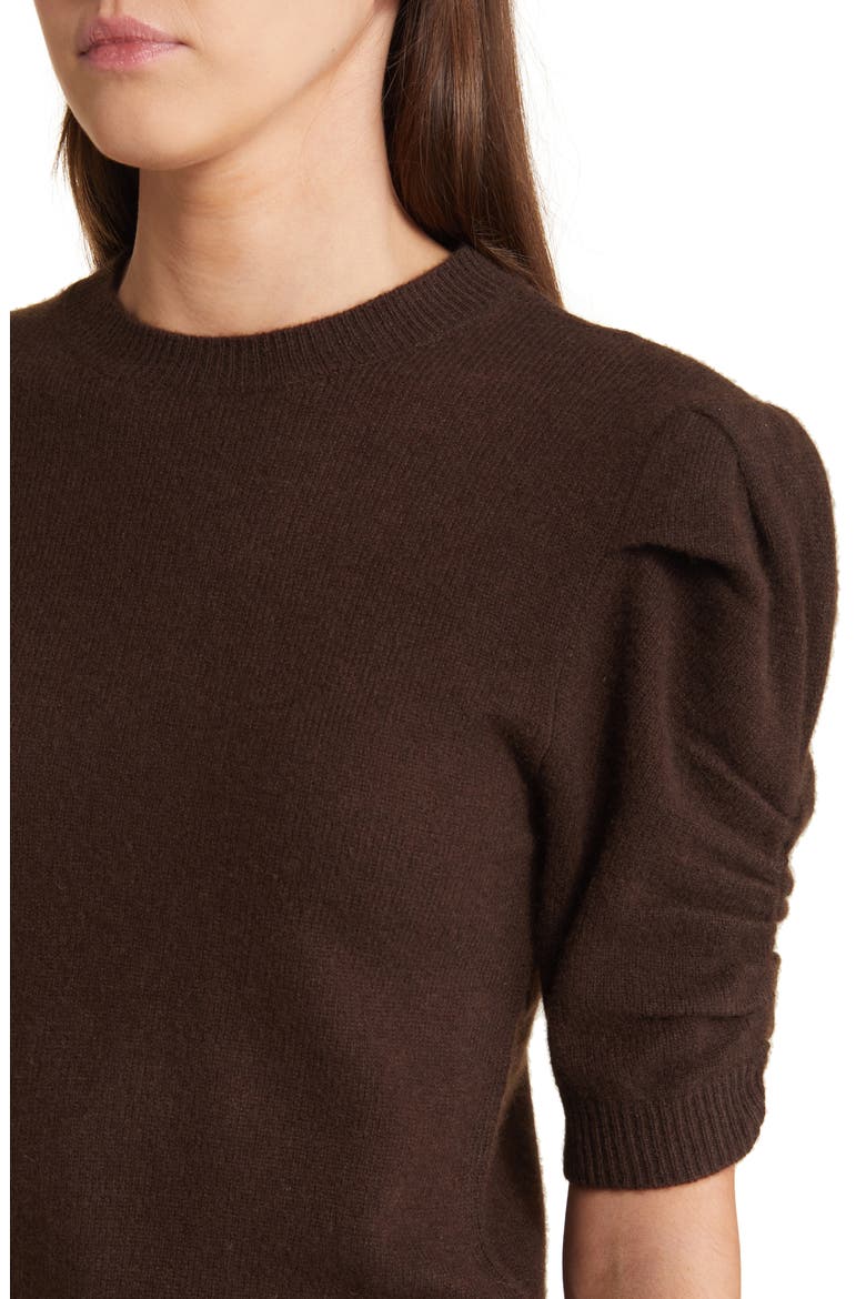 Ruched Sleeve Recycled Cashmere & Wool Sweater, Alternate, color, ESPRESSO