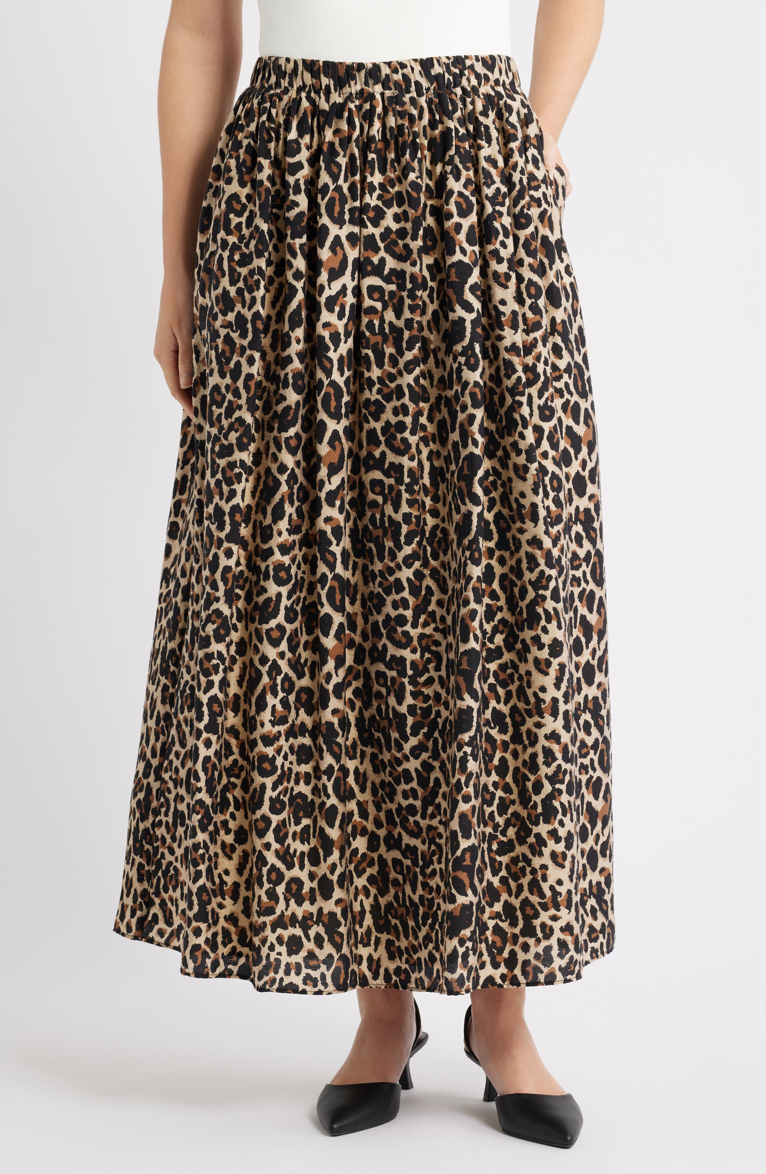 Caslon® Print Pleated Maxi Skirt