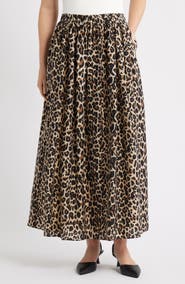 Caslon® Print Pleated Maxi Skirt