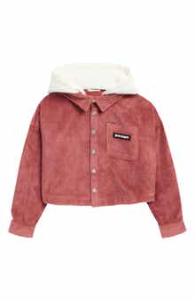 Kids' Logo Hooded Crop Corduroy Jacket
