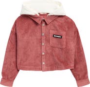 Palm Angels Kids' Logo Hooded Crop Corduroy Jacket