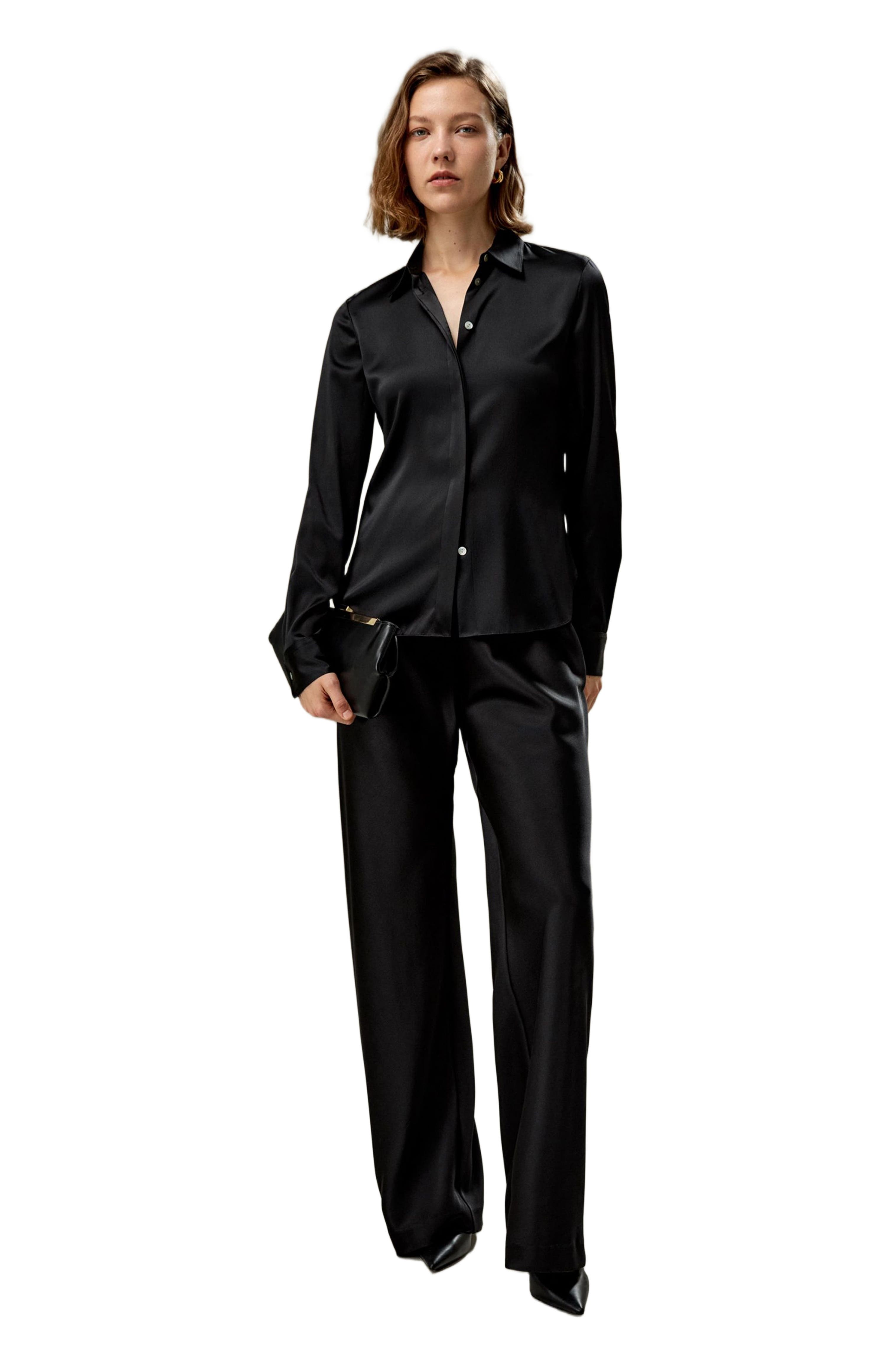 Elegant Silhouette Silk Shirt