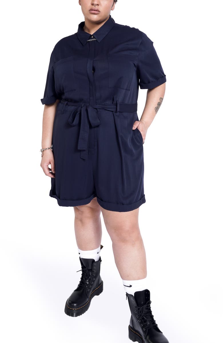 BP. + Wildfang Short Sleeve Romper with Removable Belt, Main, color,