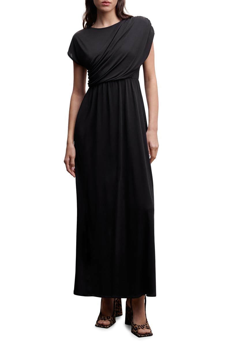 MANGO Drape Front Satin Dress, Main, color, 