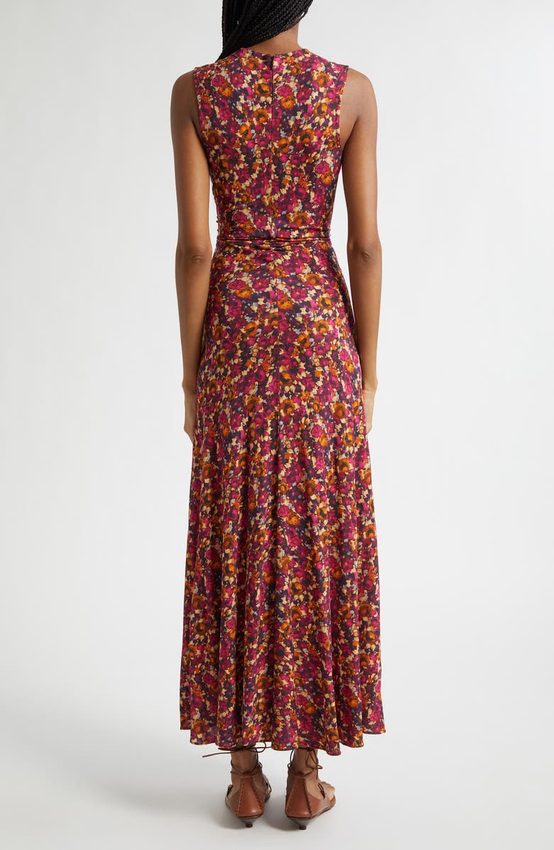 Ulla Johnson Lana Floral Print Ruched Sleeveless Maxi Dress, Alternate, color, Orchid