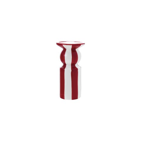 Hand-Painted Ceramic Striped Taper Holder