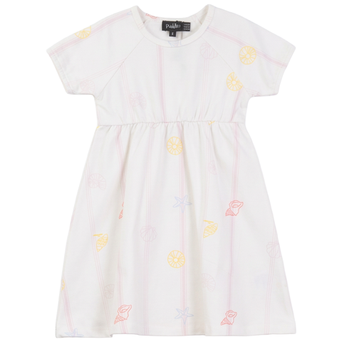 SeaShell Art Short Sleeve Elastic Waist Dress