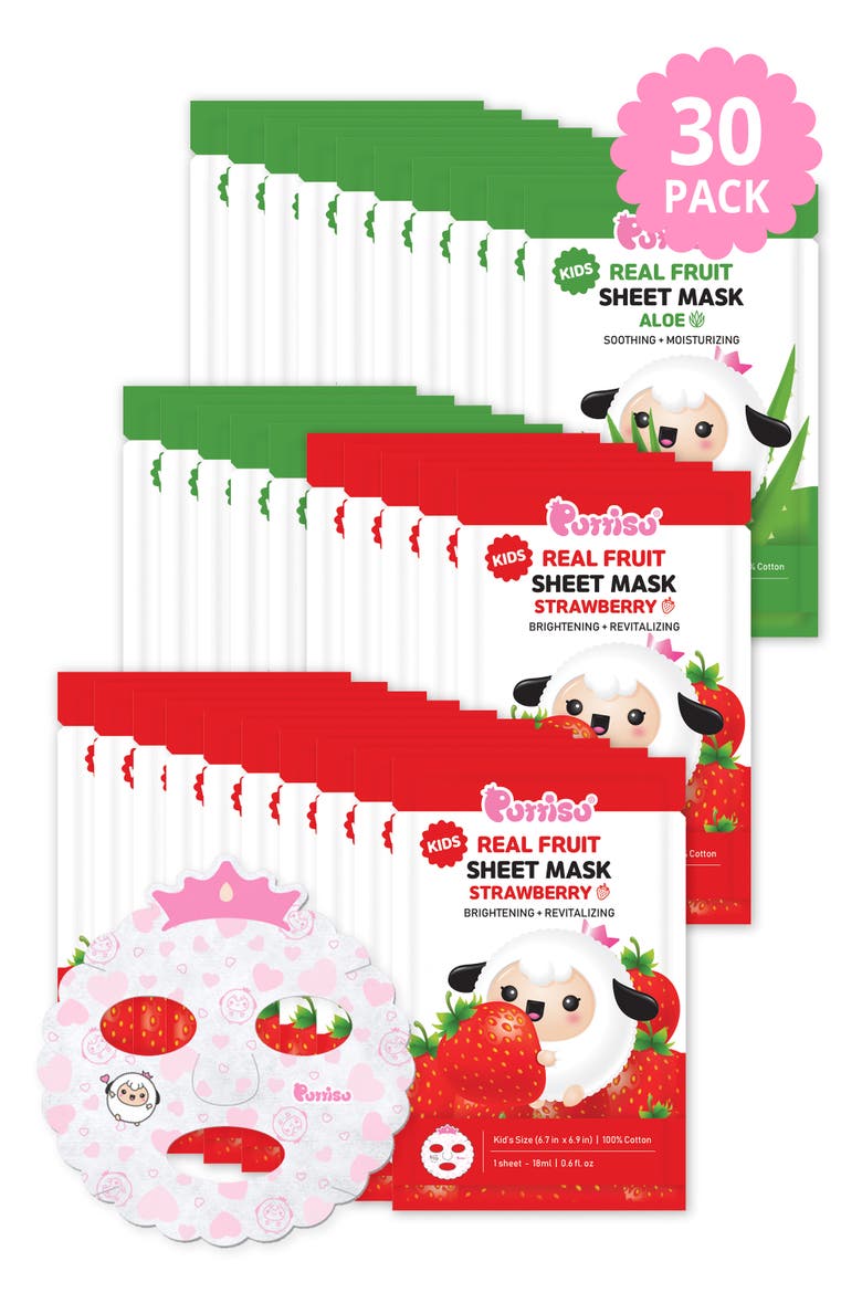 Strawberry & Aloe Facial Mask Sheet Set, Alternate, color, Pack of 30