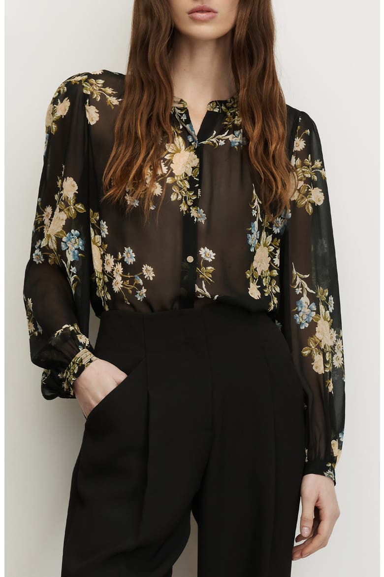 Ashlynn Silk Chiffon Blouse, Main, color, BLACK MULTI
