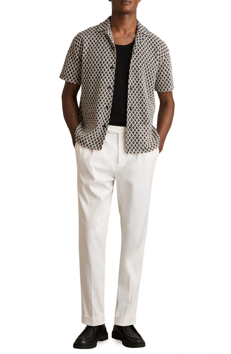 Reiss Sterling Crochet Camp Shir, Alternate, color, Navy/ White