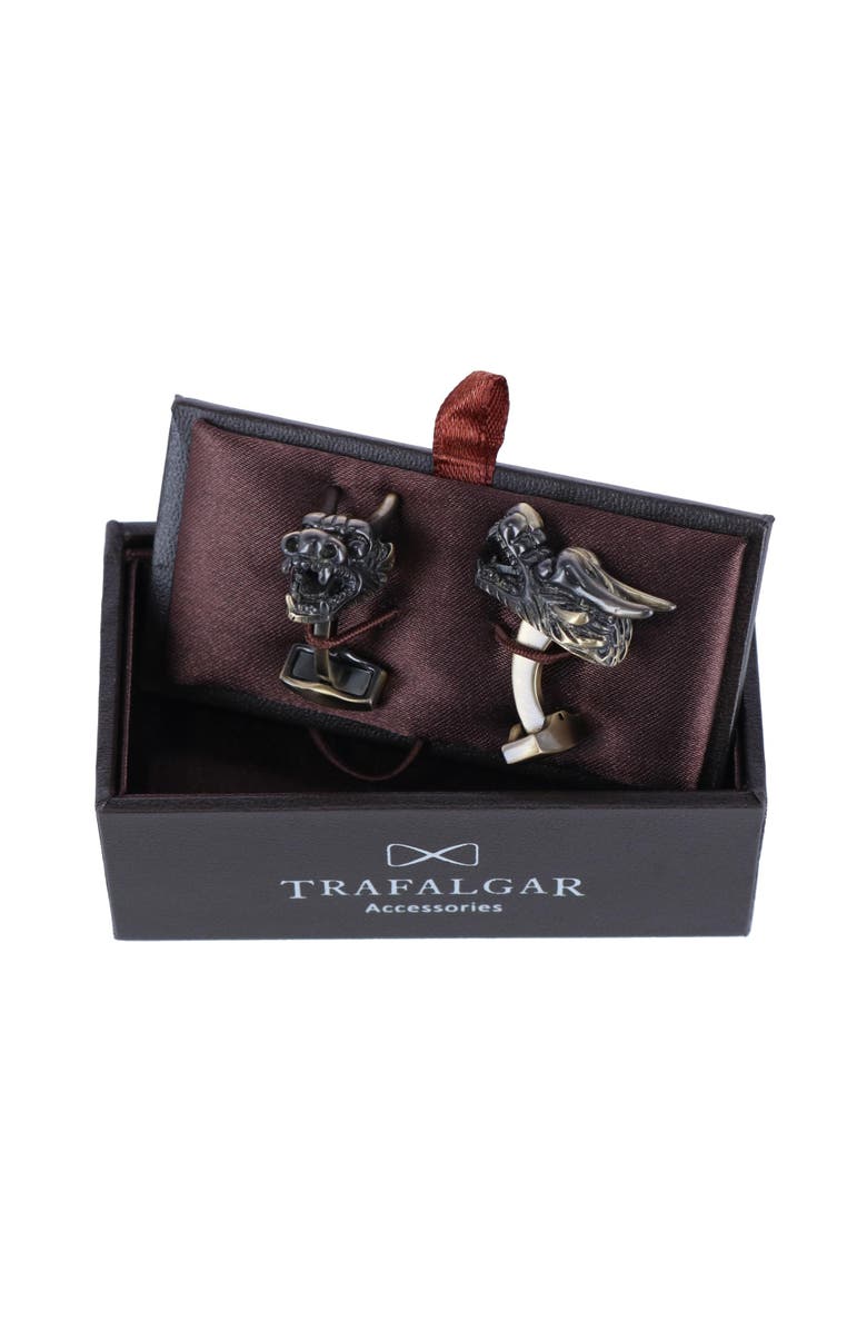 Trafalgar Guardian of Freedom Dragon Novelty Cufflinks, Alternate, color, Silver