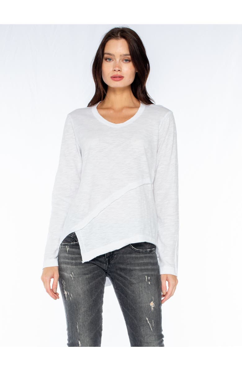 WILT Clothing Crew Long Sleeve Easy Crossover Raw Hem Top, Main, color, 