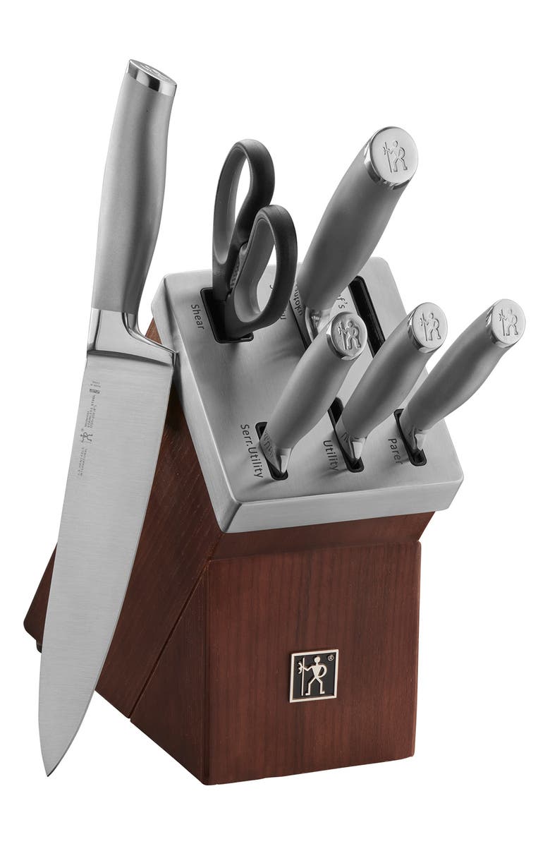 HENCKELS CUTLERY Modernist 7-Piece Stainless Steel Block Set, Alternate, color, Stainless Steel