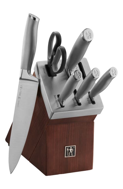 Henckels Cutlery Modernist 7-piece Stainless Steel Block Set In Silver