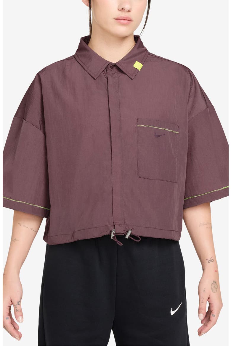 Serena Williams Design Crew Cropped Button Up Shirt, Main, color, 502 TATTOO/ TATTOO