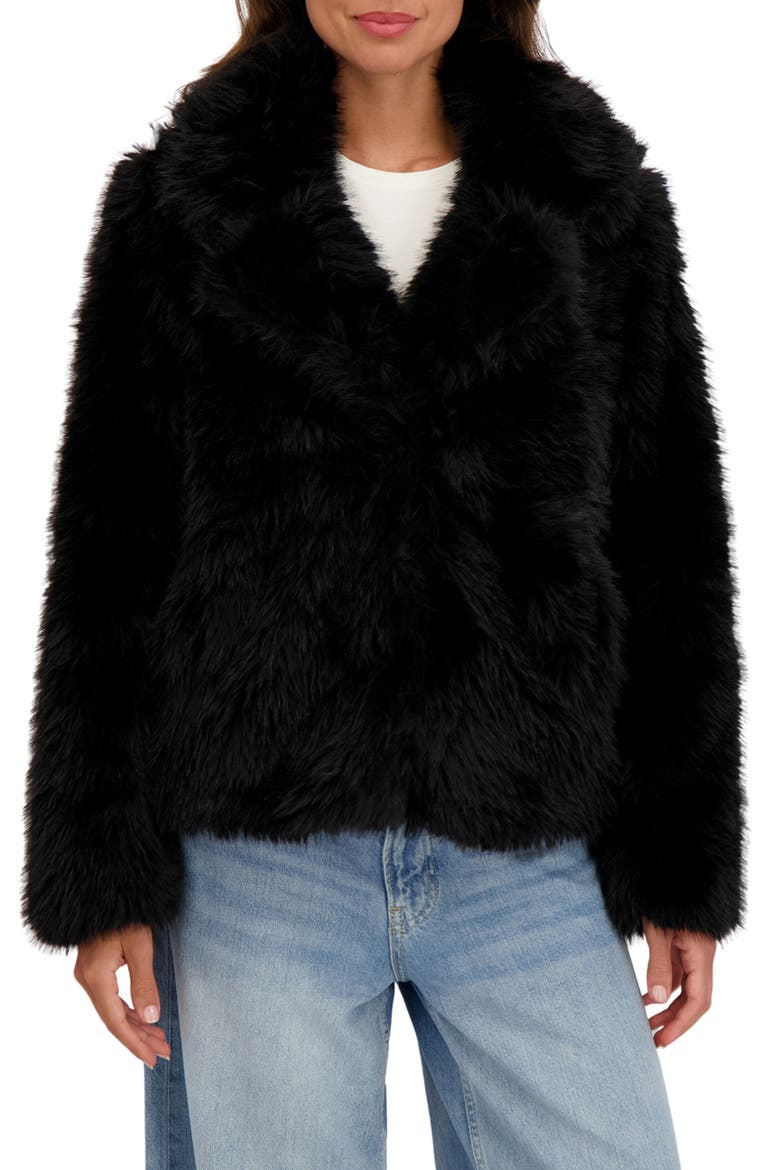Faux Fur Blazer, Main, color, BLACK