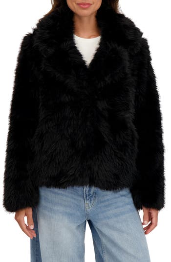 Sebby Faux Fur Blazer In Black
