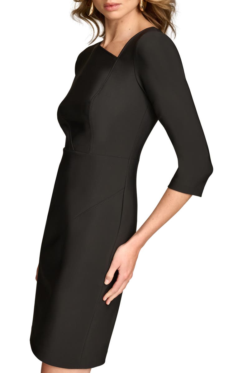 Donna Karan New York Asymmetric Neck Scuba Crepe Sheath DRess, Alternate, color, Black