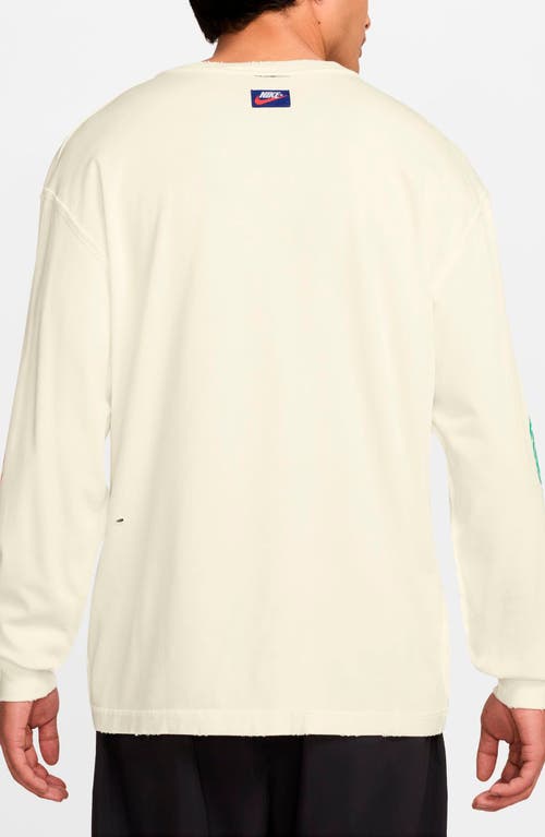Jordan Rare Air Distressed Long Sleeve Graphic T-shirt In White