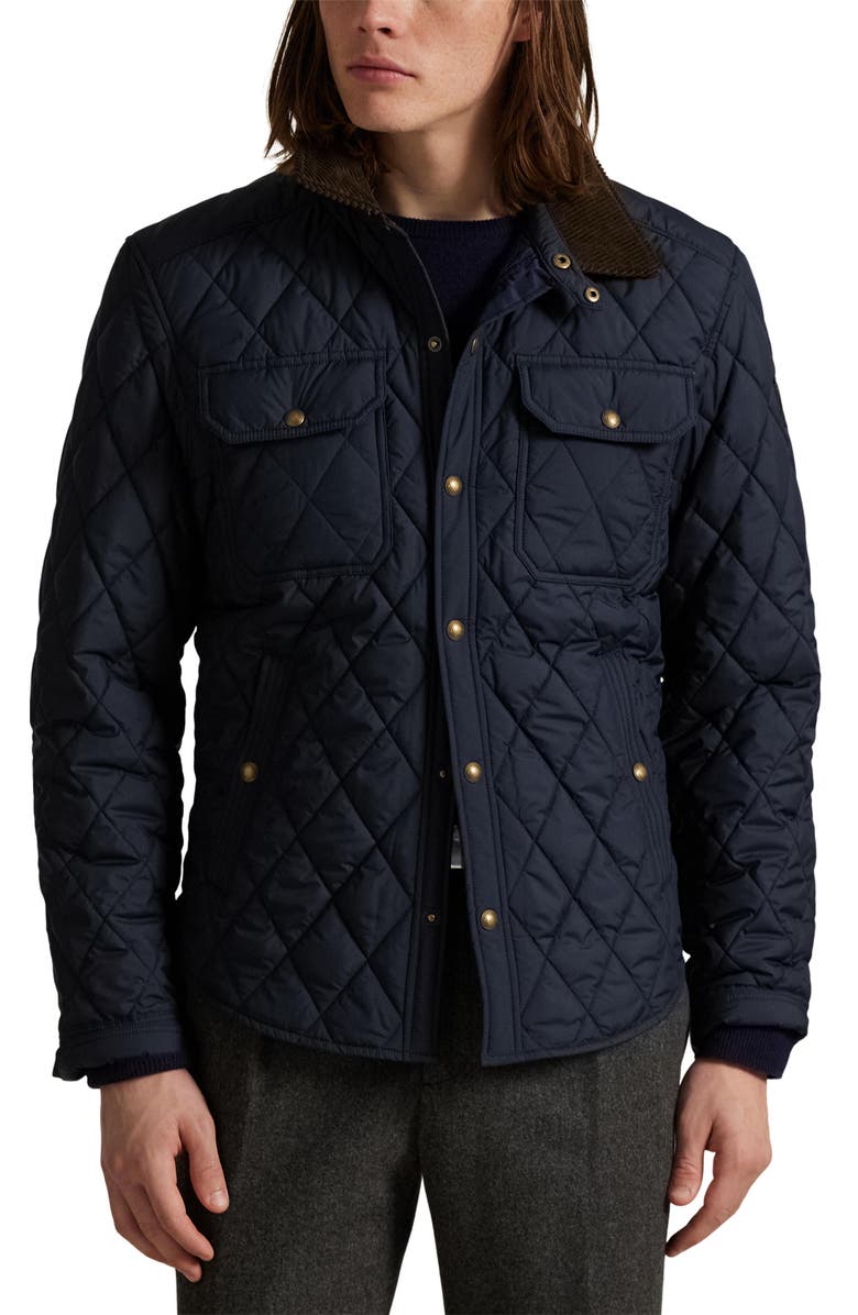 Polo Ralph Lauren The Beaton Quilted Water-Repellent Shirt Jacket, Main, color, College Navy