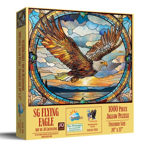 Stained Glass Flying Eagle 1000 piece Jigsaw Puzzle for Adults