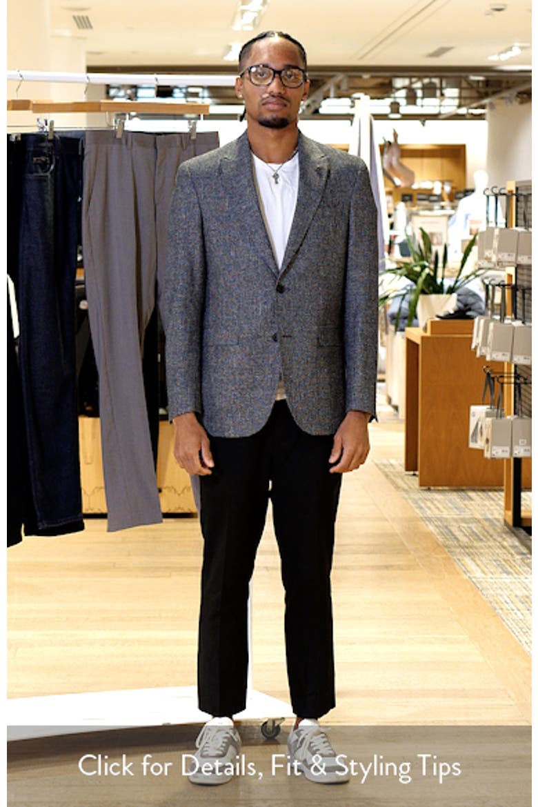 Rawdon Slim Fit Black Mélange Wool & Linen Peak Lapel Sport Coat video