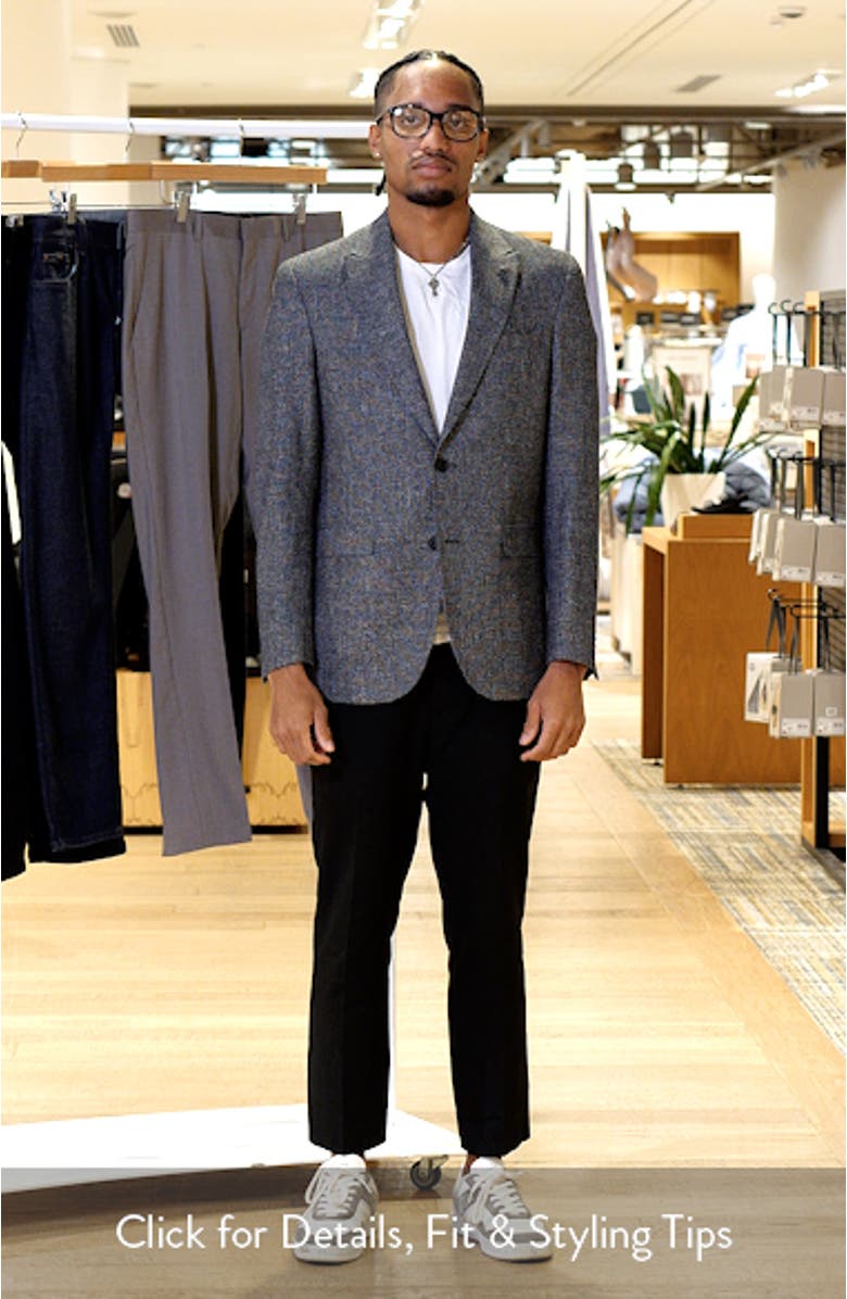 Rawdon Slim Fit Black Mélange Wool & Linen Peak Lapel Sport Coat, sales video thumbnail