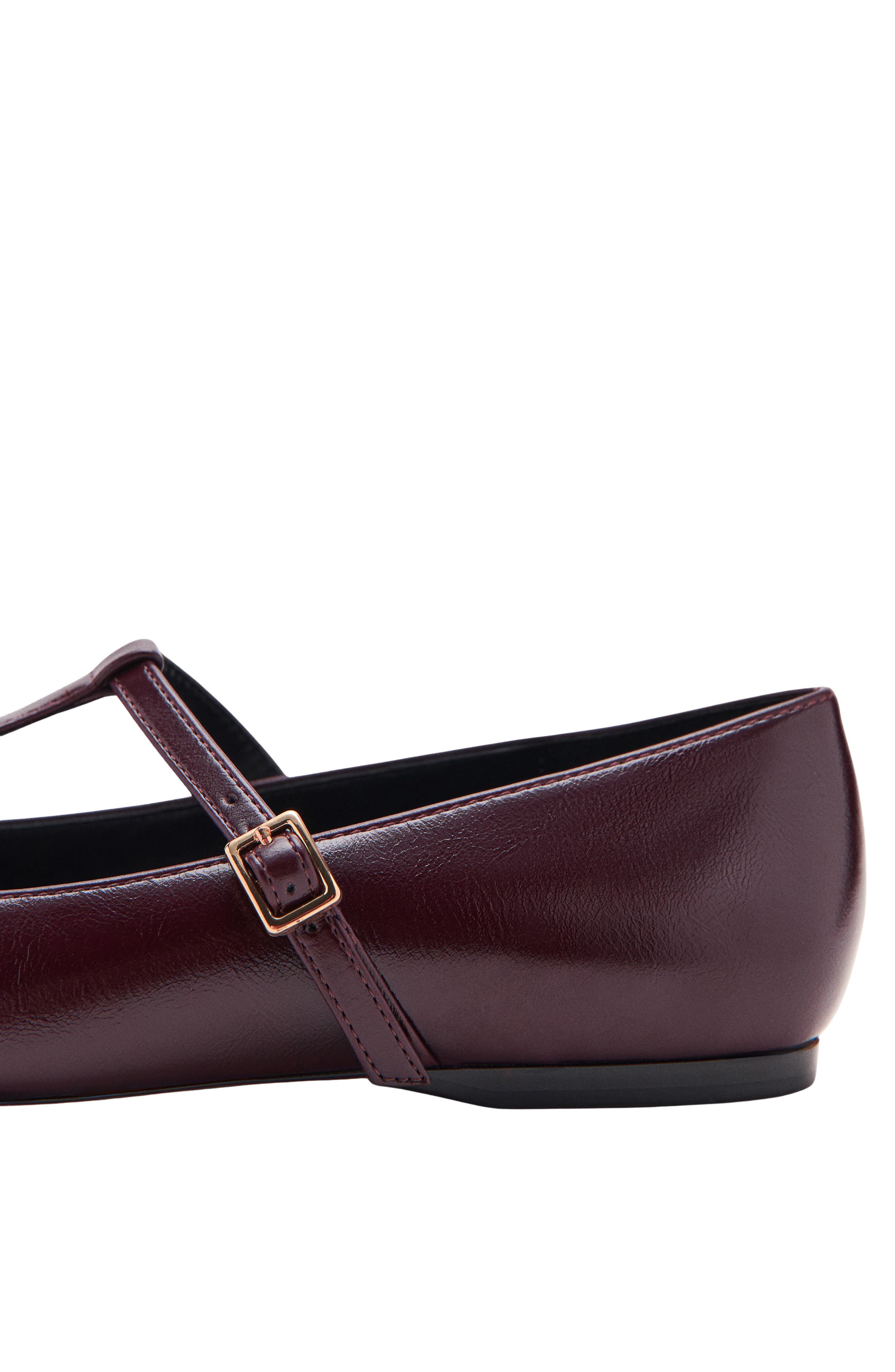 MANGO T-Strap Flat, Alternate, color, Burgundy