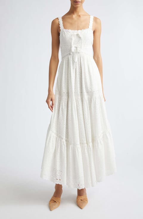 Constance Eyelet Sleeveless Cotton Maxi Dress