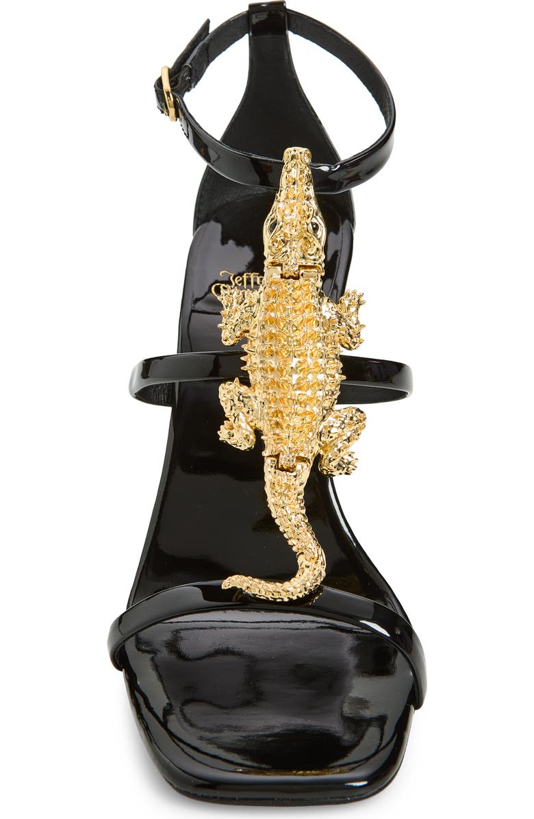Jeffrey Campbell Swamped Wedge Sandal, Alternate, color, Black Patent Gold