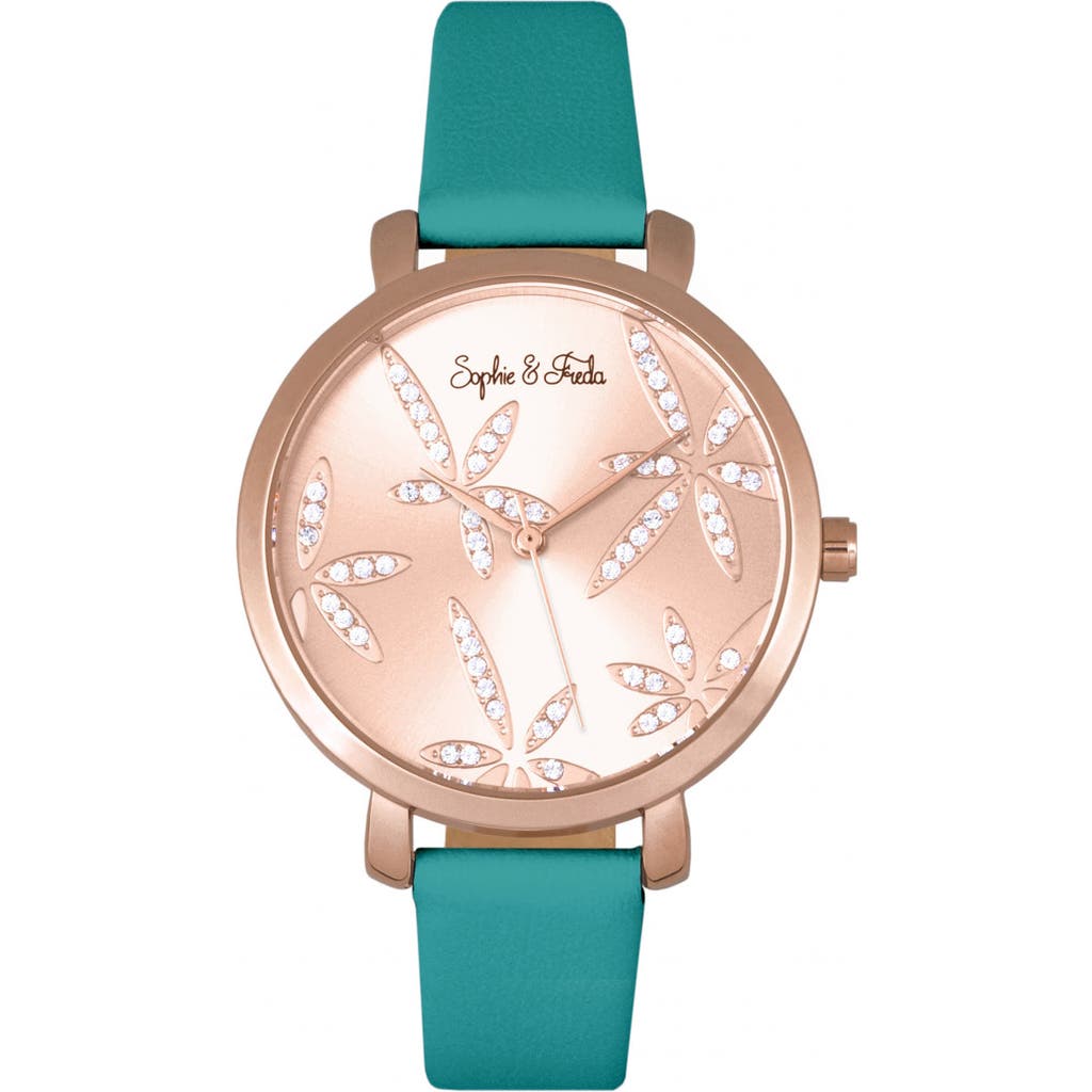 Sophie And Freda Key West Leather-band Watch With Swarovski Crystals