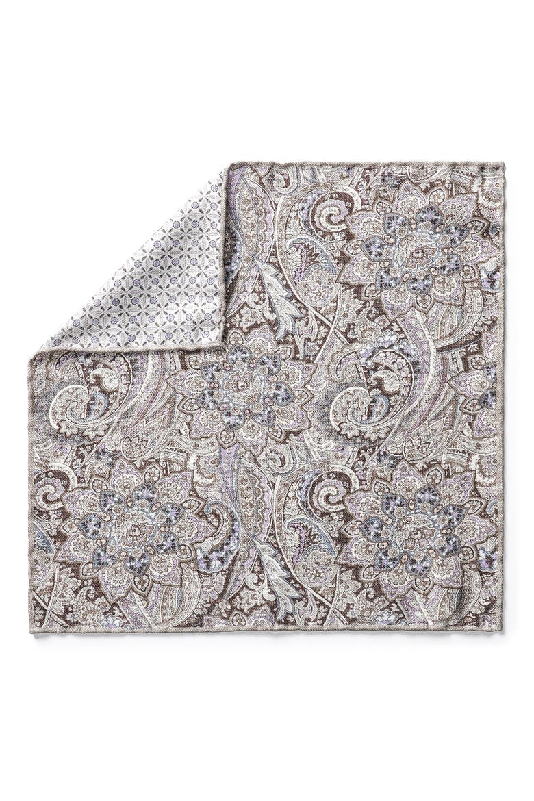 Oliver Reversible Silk Pocket Square, Main, color, SAND