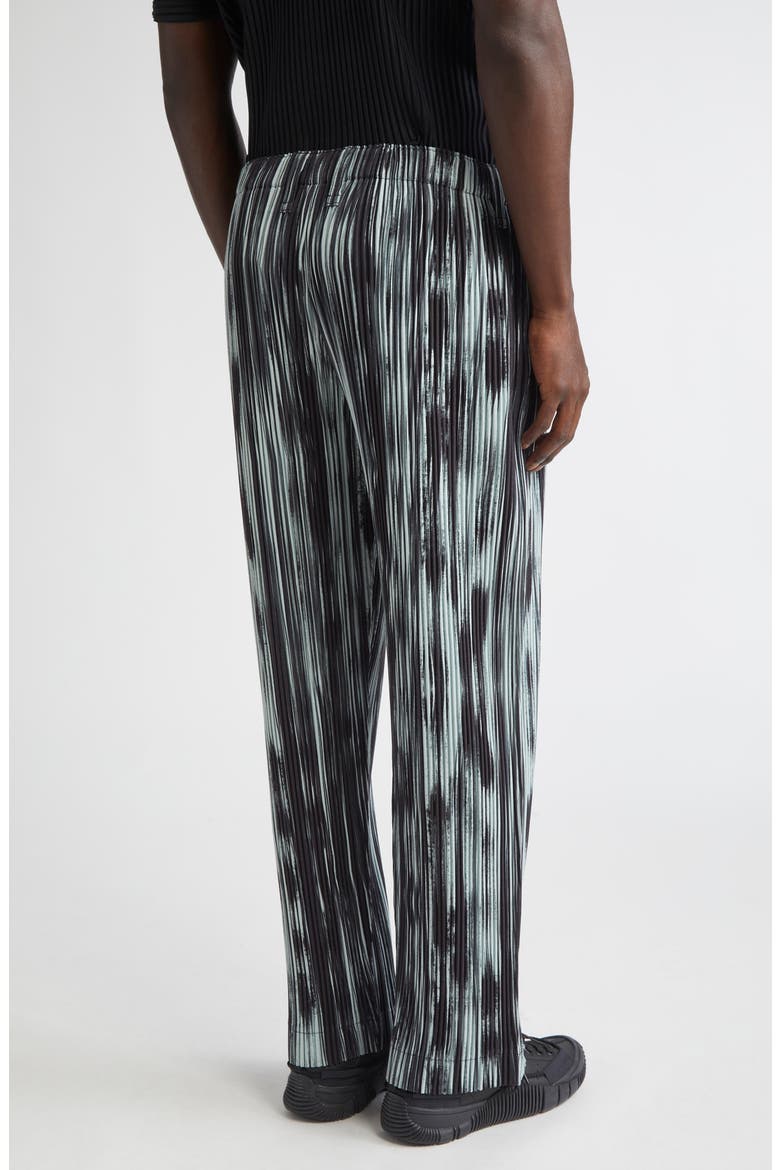 Brushstroke Stripe Pleated Pants, Alternate, color, BLACK