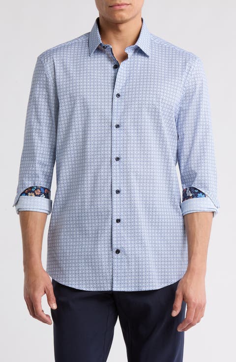 Stretch Cotton Button Up Shirt