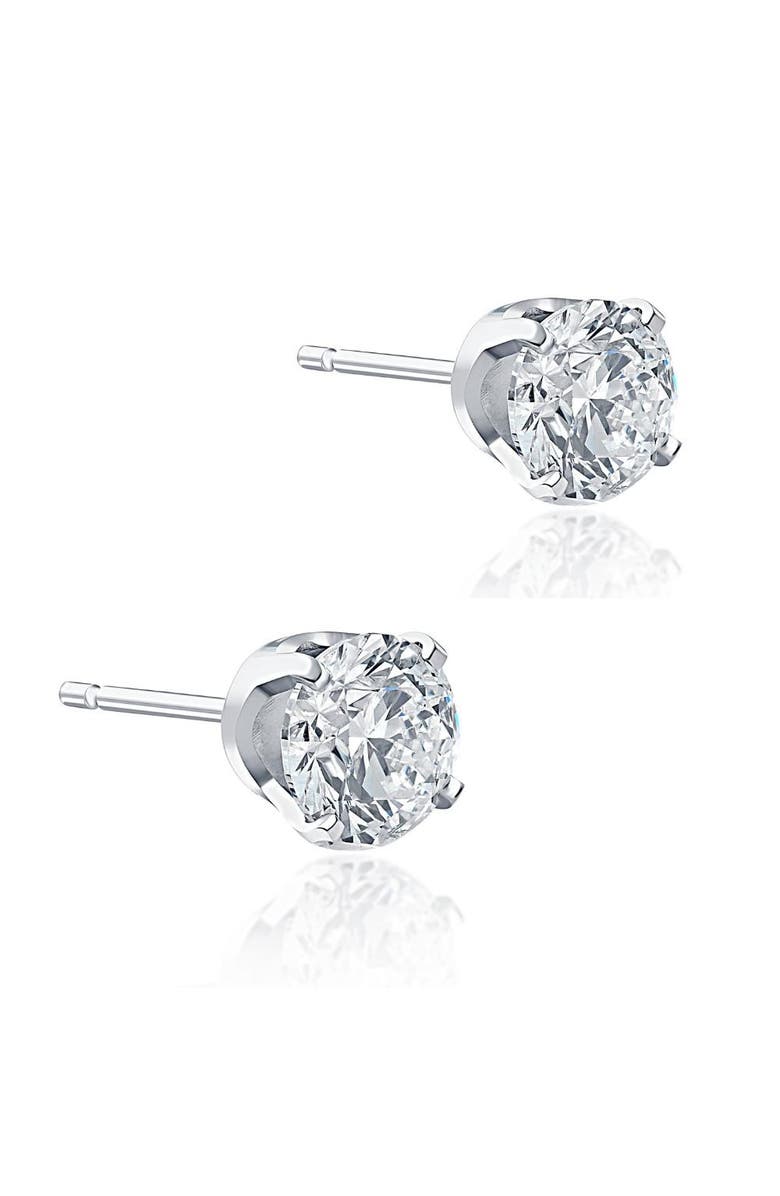 Bliss Diamond Certified 1Ct TW Round Diamond Studs 14k Gold Lab Grown, Alternate, color, 14K White Gold