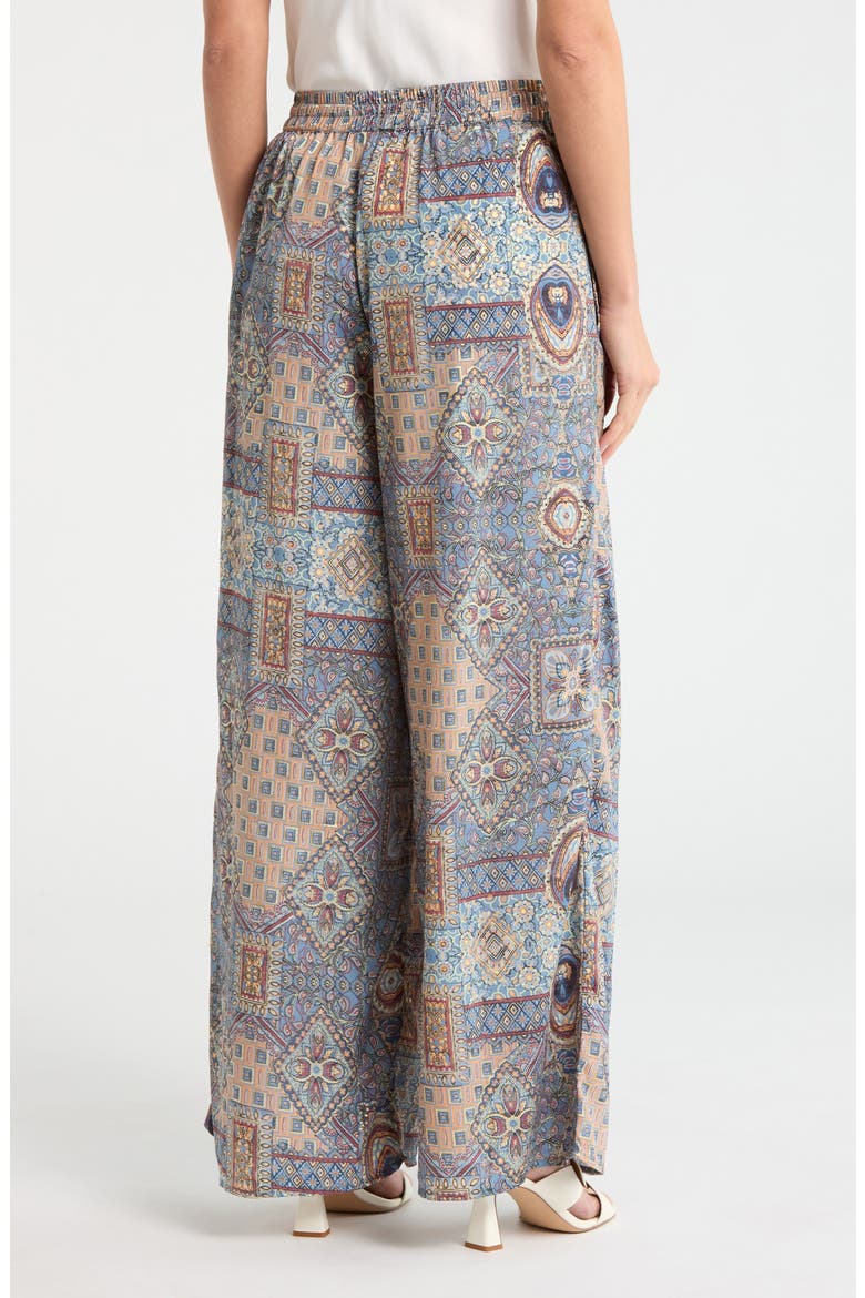 Patchwork Print Pull-On Wide Leg Pants, Alternate, color, BLUE PATCHWORK PRINT