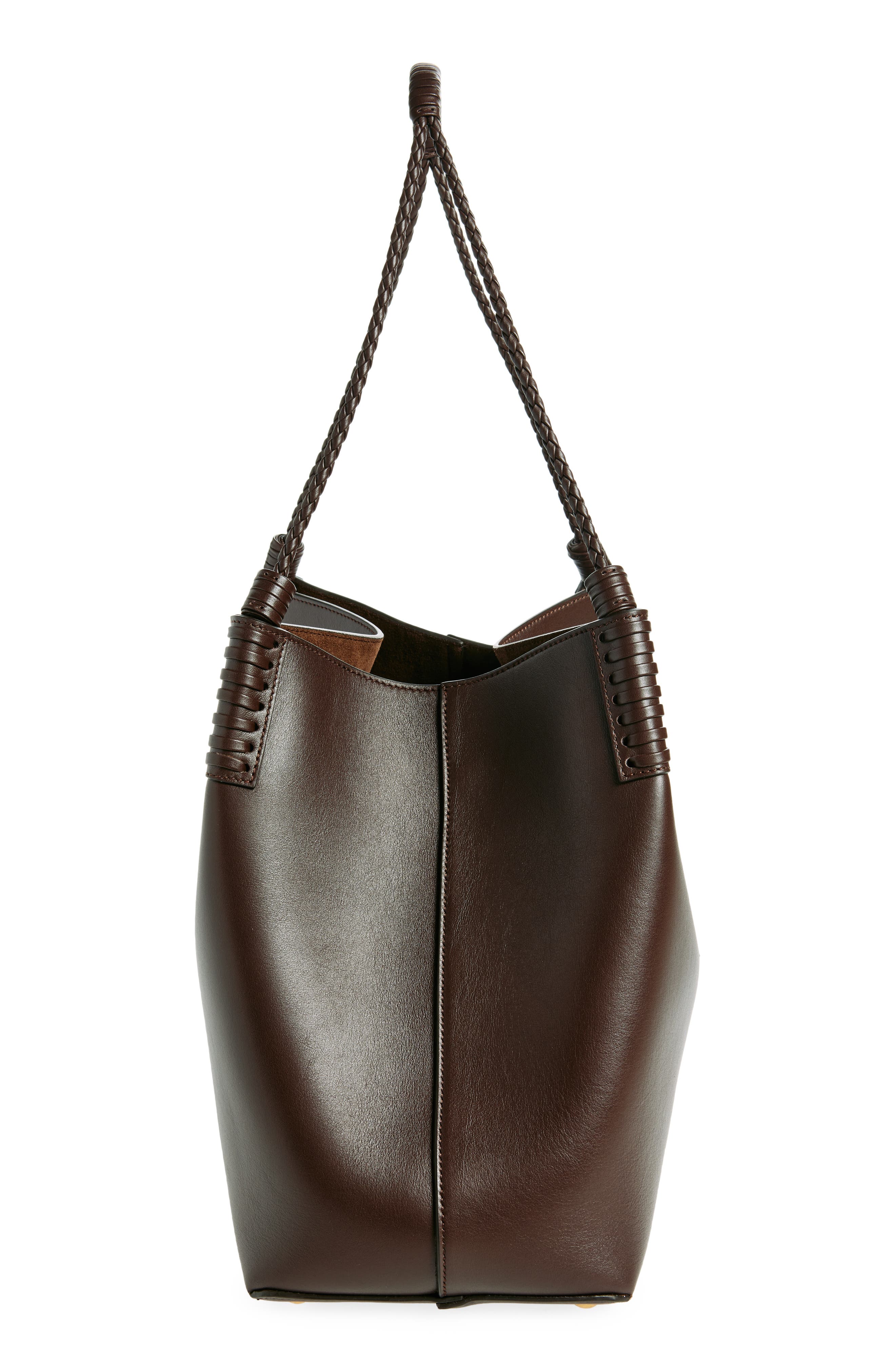 Etro Medium Libra Leather Shopping Tote, Alternate, color, M0019 Brown 2