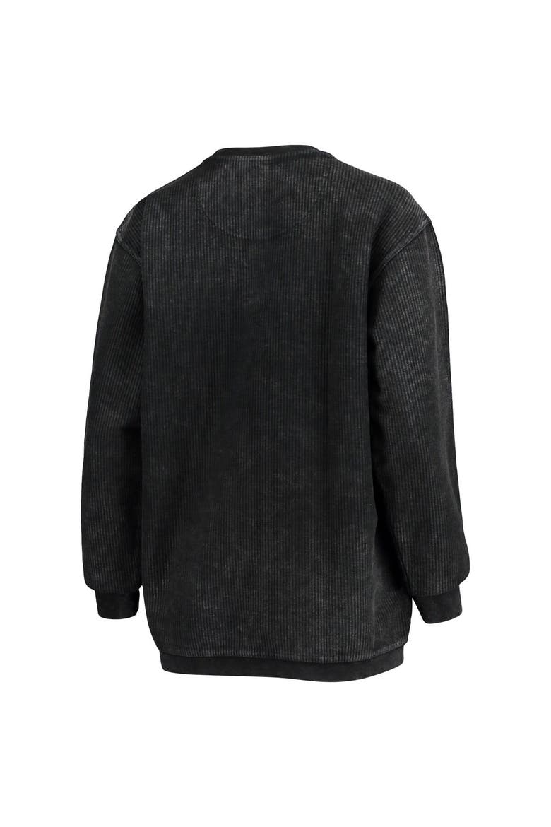 Women's Pressbox Black Nebraska Huskers Comfy Cord Vintage Wash Basic Arch Pullover Sweatshirt, Alternate, color, Black