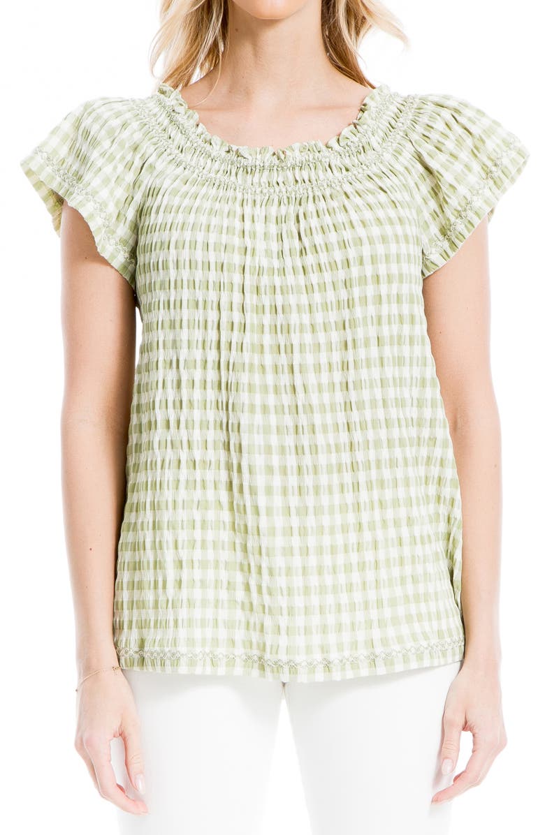 MAX STUDIO Off the Shoulder Top, Alternate, color, Green/ Ivory